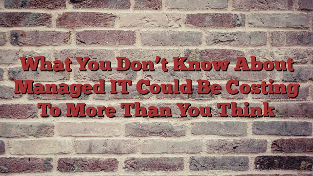 What You Don’t Know About Managed IT Could Be Costing To More Than You Think