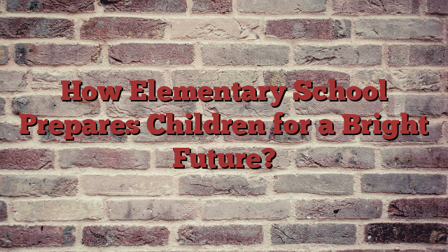 How Elementary School Prepares Children for a Bright Future? 