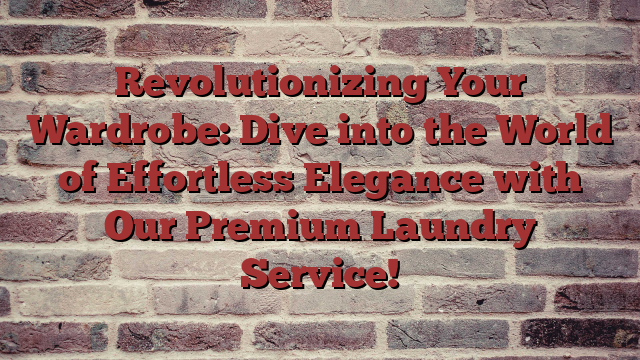 Revolutionizing Your Wardrobe: Dive into the World of Effortless Elegance with Our Premium Laundry Service!