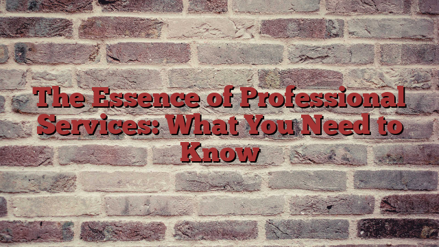 The Essence of Professional Services: What You Need to Know