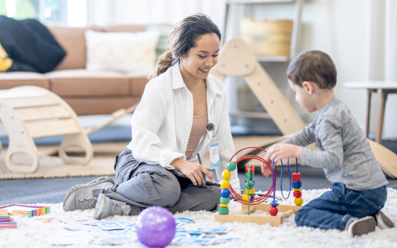 Child engaging in ABA therapy activities