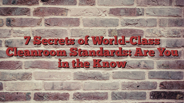 7 Secrets of World-Class Cleanroom Standards: Are You in the Know