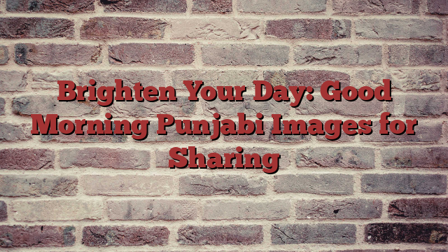 Brighten Your Day: Good Morning Punjabi Images for Sharing