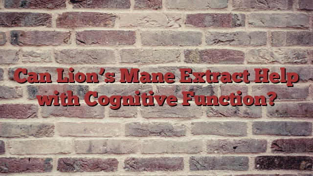 Can Lion’s Mane Extract Help with Cognitive Function?