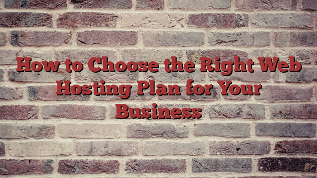 How to Choose the Right Web Hosting Plan for Your Business
