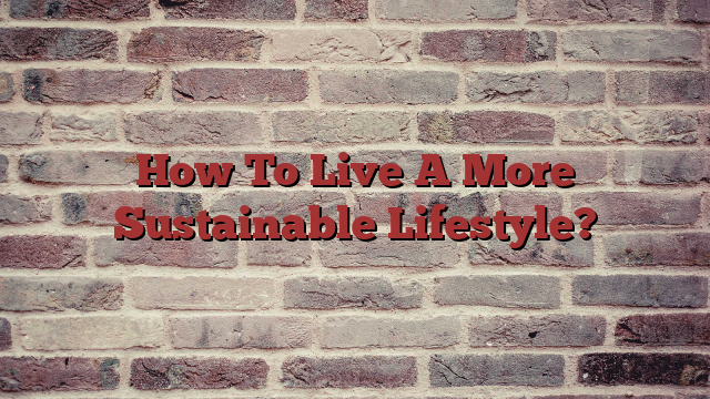 How To Live A More Sustainable Lifestyle?