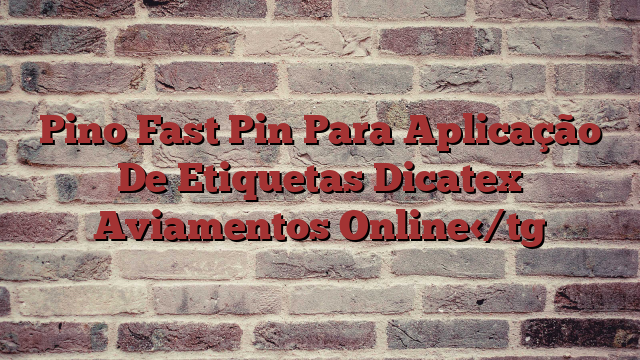 Pino Fast Pin Para Aplicação De Etiquetas Dicatex Aviamentos Online
