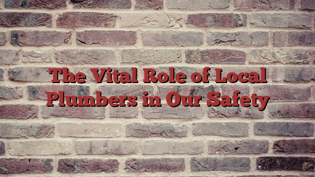 The Vital Role of Local Plumbers in Our Safety