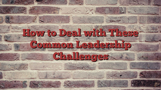 How to Deal with These Common Leadership Challenges